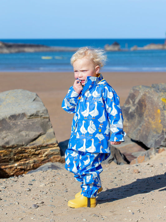 Puddle Buster Printed Rain Mac Cobalt Goose