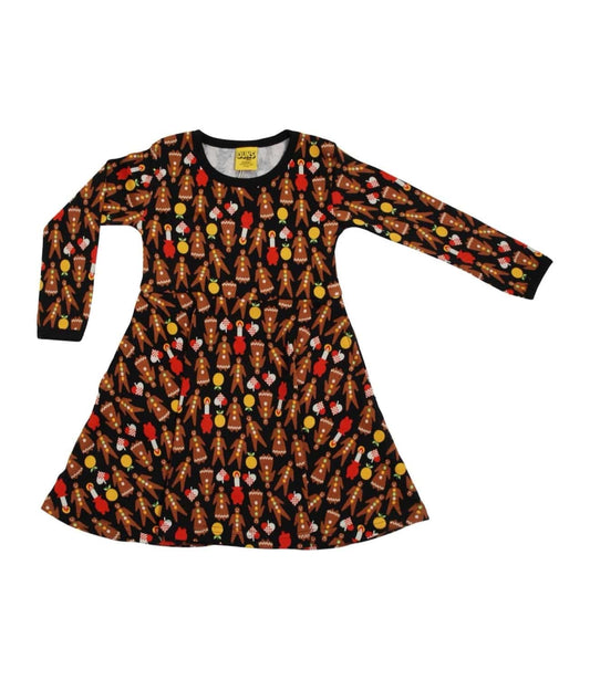 Gingerbread Long Sleeve Skater Dress Black