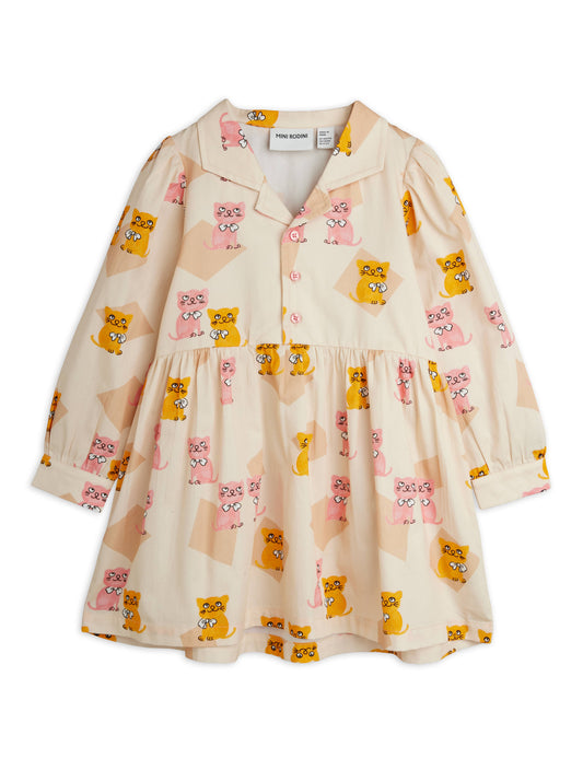 Kittens Woven Long Sleeve Dress