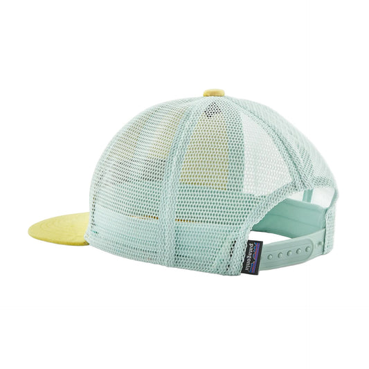 Light blue mesh cap with a yellow brim on a white background