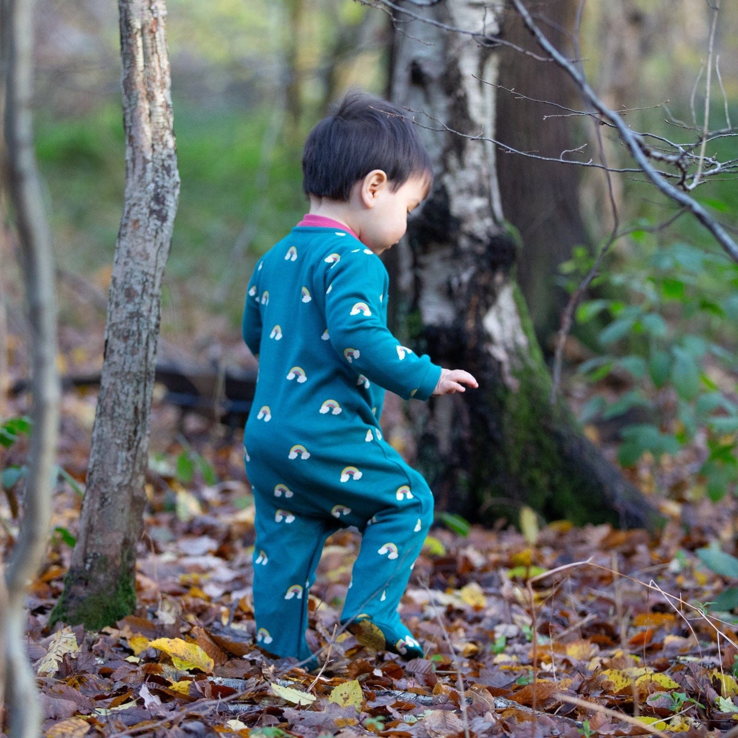 Turquoise Rainbows Organic Babygrow