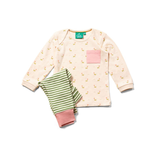 Pink Flowers Organic T-Shirt & Jogger Playset [only 9-12 Years left]