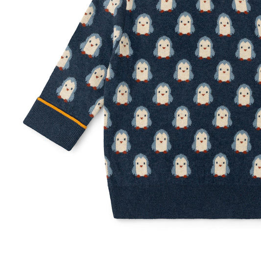 Little Green Radicals Blue Penguins Knitted Jumper