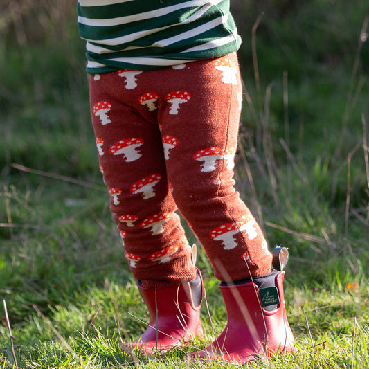 Little Green Radicals Mushroom Tie Waist Knitted Joggers
