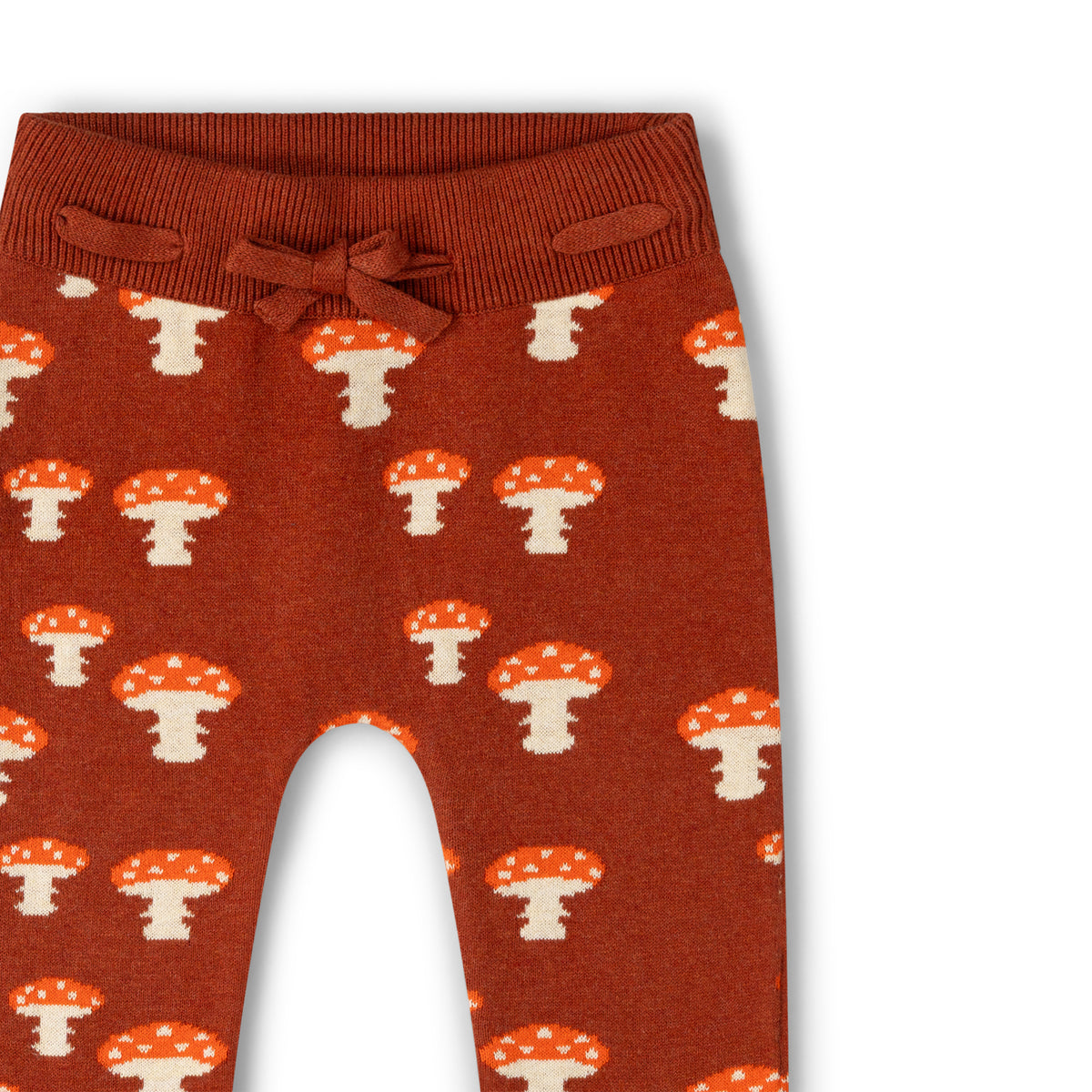 Little Green Radicals Mushroom Tie Waist Knitted Joggers