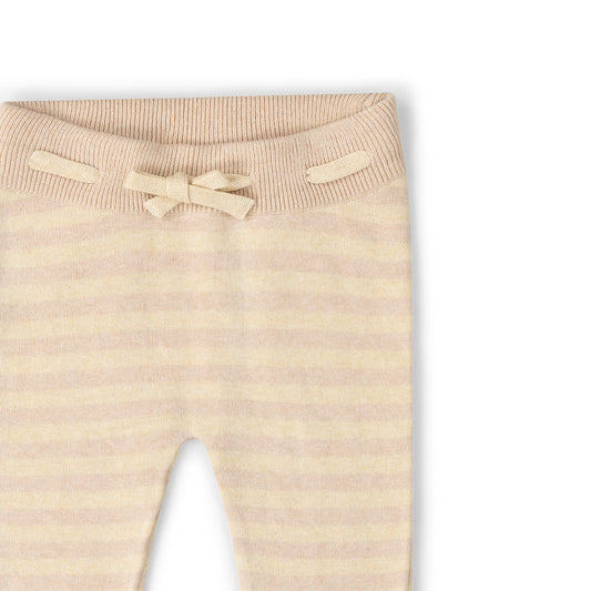 Little Green Radicals Oatmeal Striped Tie Waist Knitted Joggers