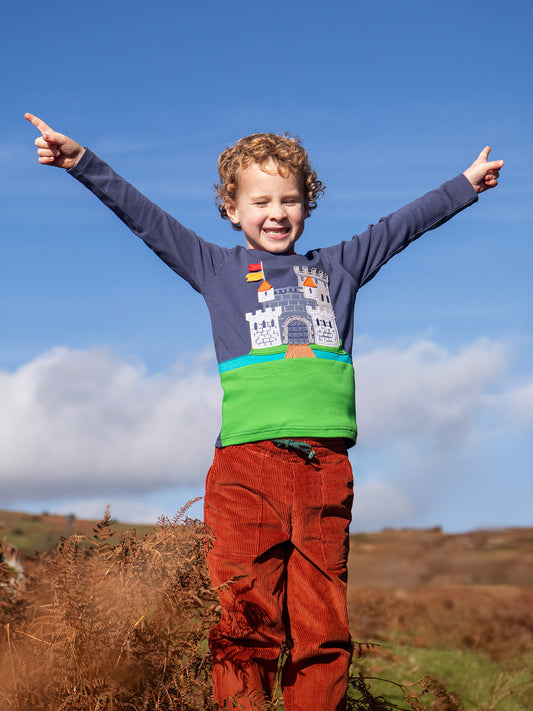 Frugi Terrific Embroidered Top Navy Blue/Castle