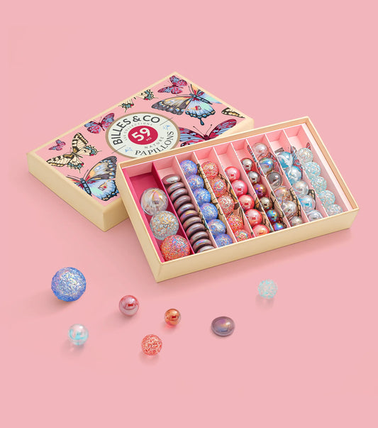 Butterflies Anamorphic Marbles Box - 59 Pieces