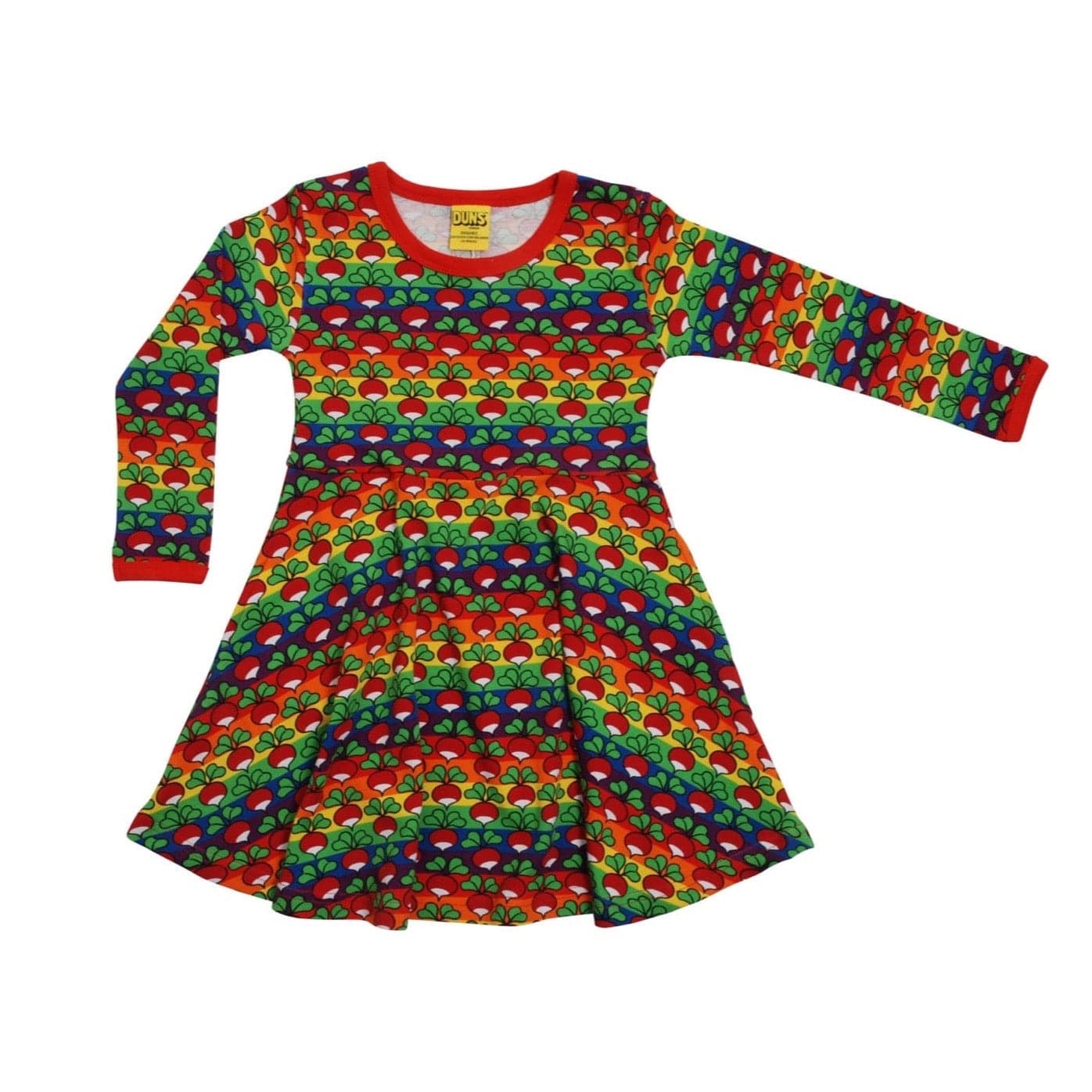 DUNS SWEDEN Radish Bold Stripe Long Sleeve Skater Dress 9 to 10 Years 140CM Bold Stripe Rainbow