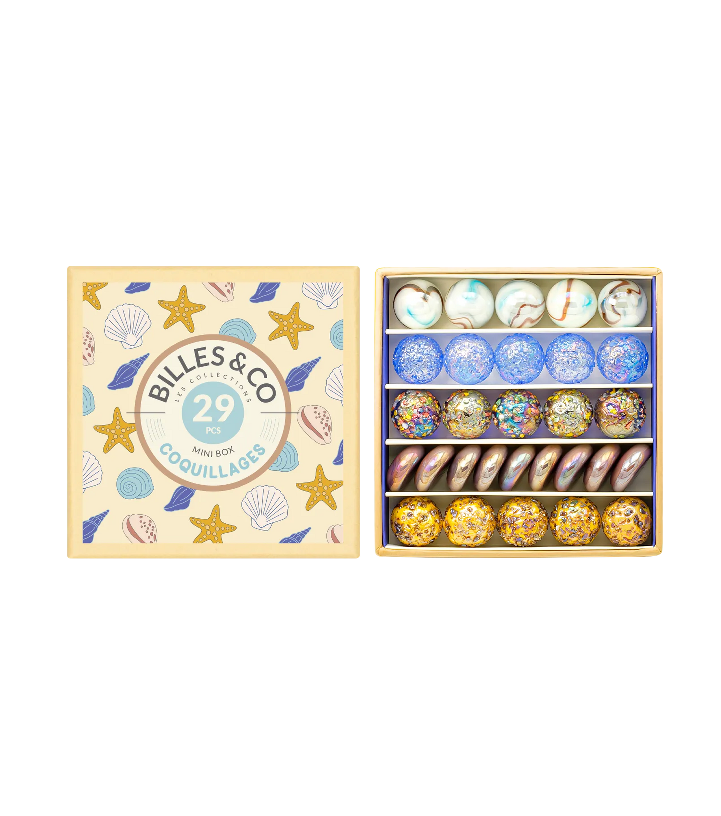 Sea Shells Marbles Mini Box - 29 Pieces