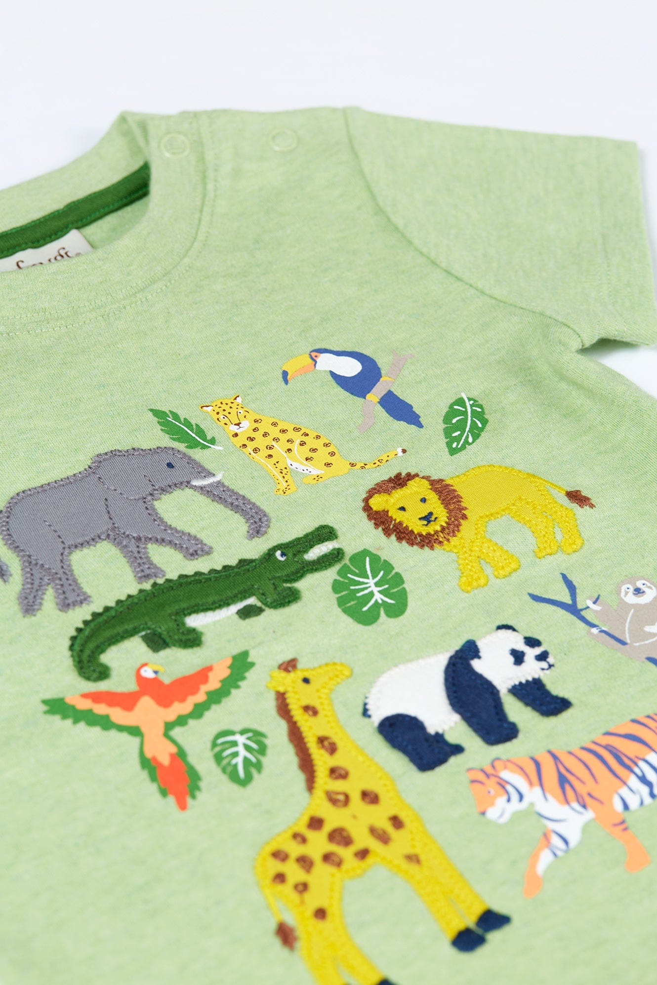Little Creature Jungle  Appliqué Short Sleeve Shirt