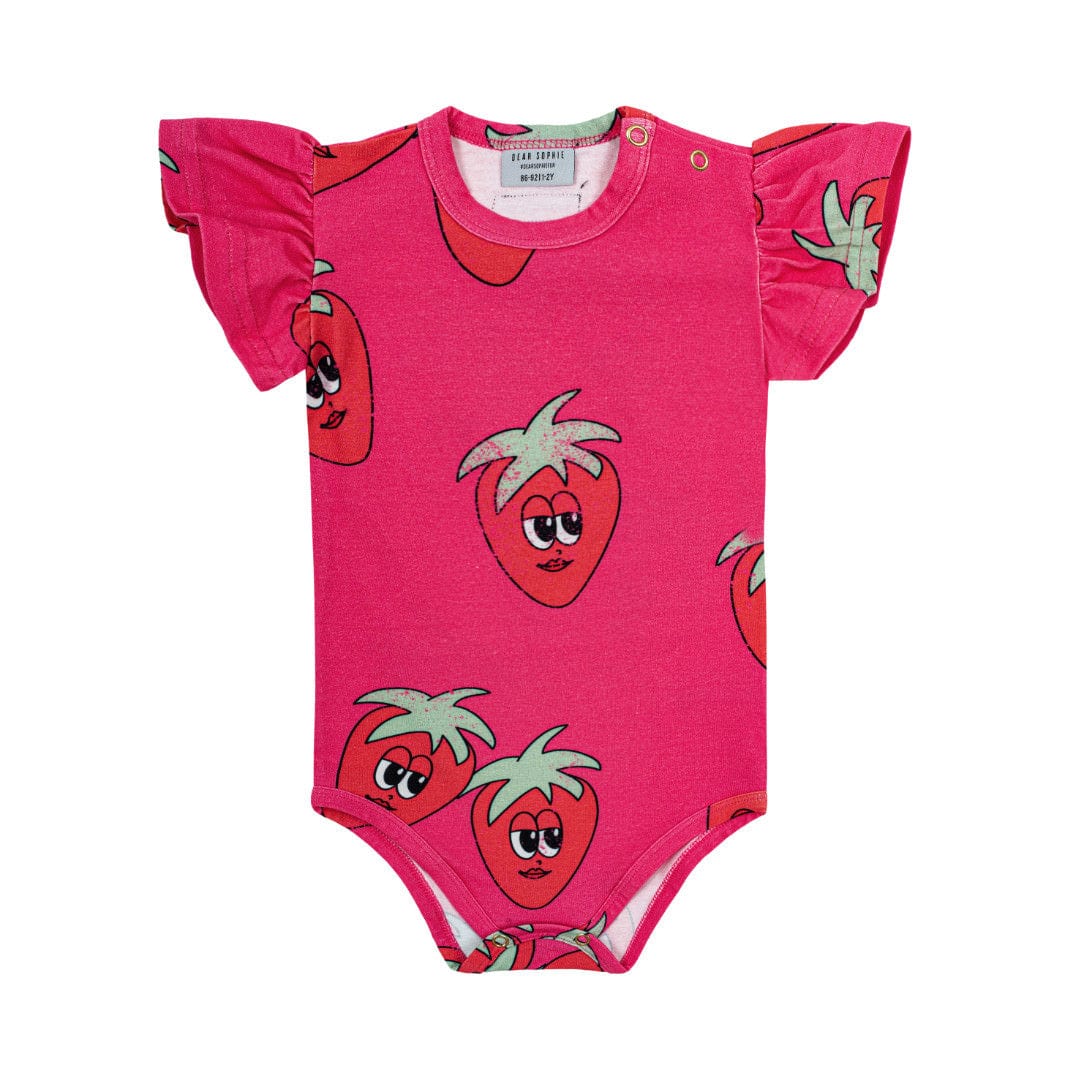 Strawberry Frill Bodysuit Pink