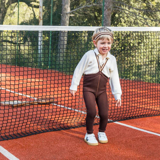 Footless Cotton Tights Chocolate Brown Striped