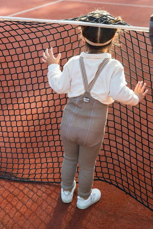 Footless Cotton Tights Oyster Grey Striped