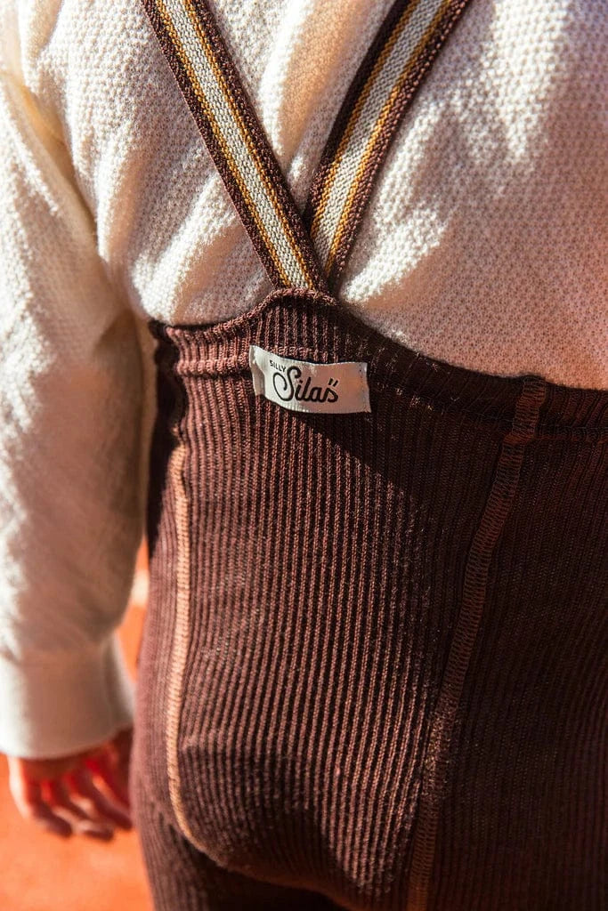 Footless Cotton Tights Chocolate Brown Striped