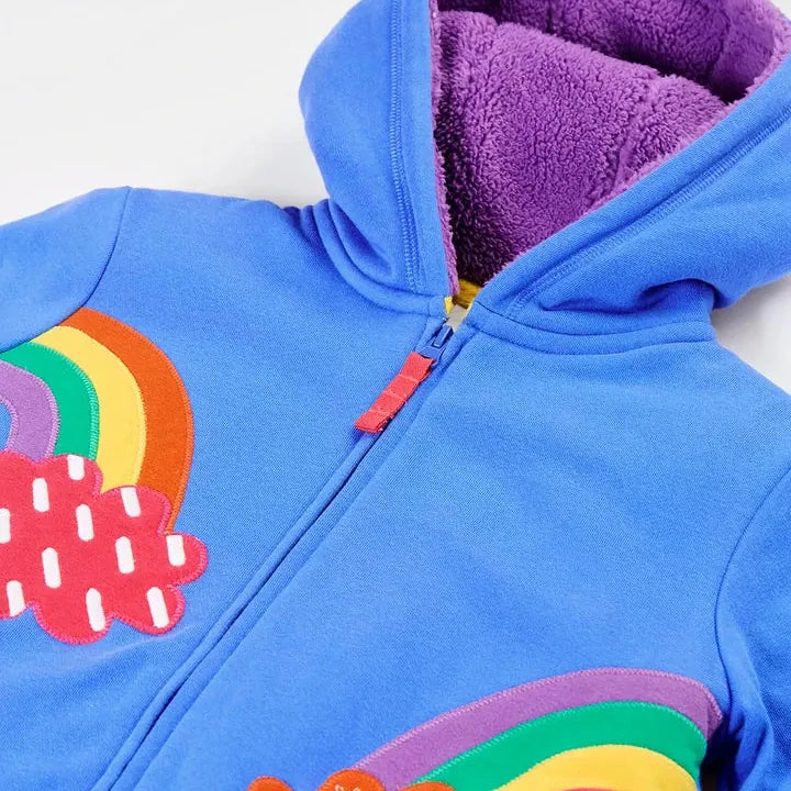 Ted Fleece Lined Hoodie Cobalt/ Rainbow,