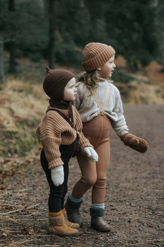 Wooly Footless Tights Cappuccino Brown