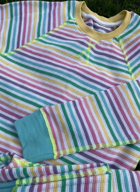 Pastel Stripe Candy Stripe Waffle Cotton Set