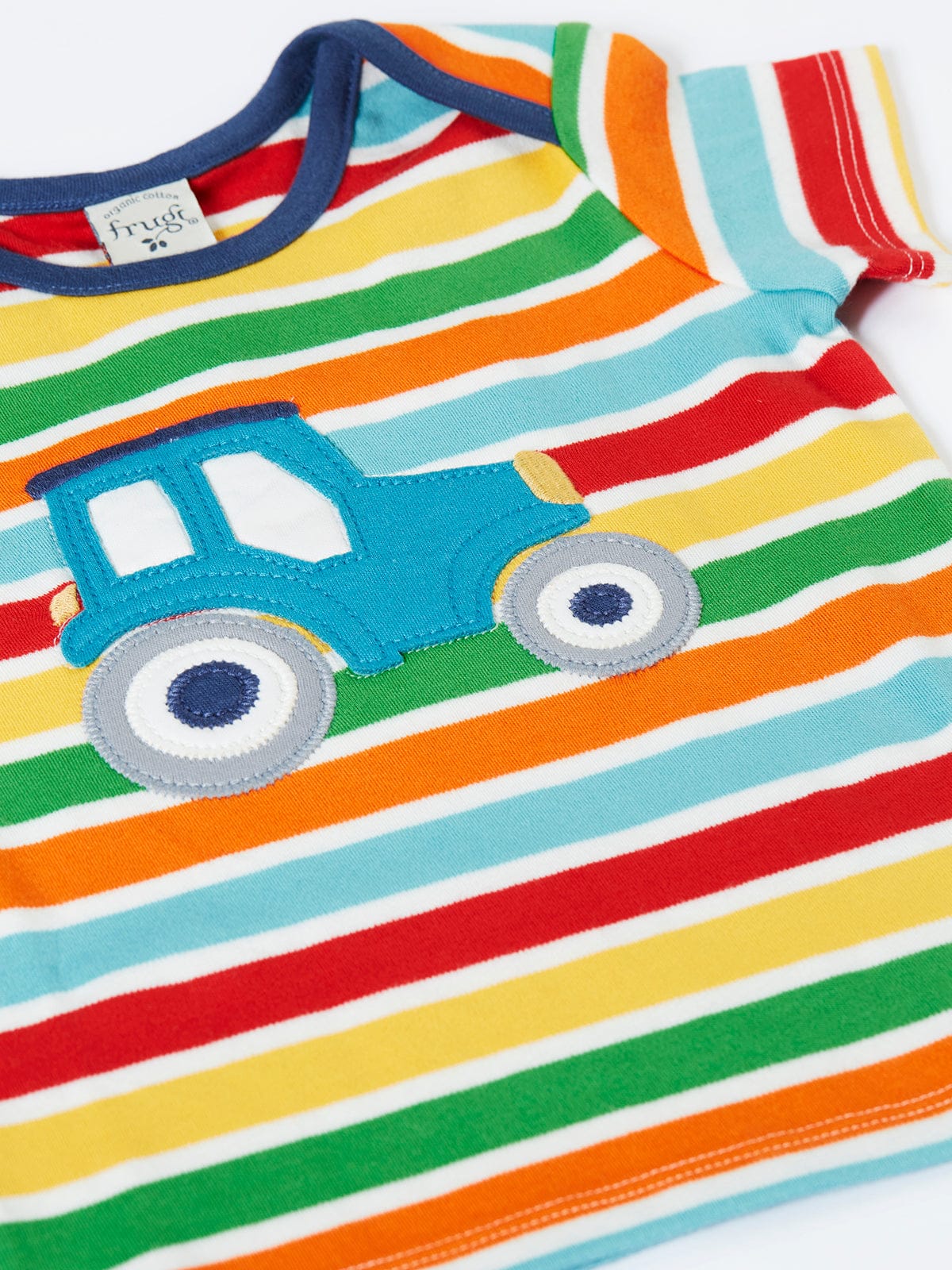 Bobster Applique T-Shirt Happy Stripe/Tractor