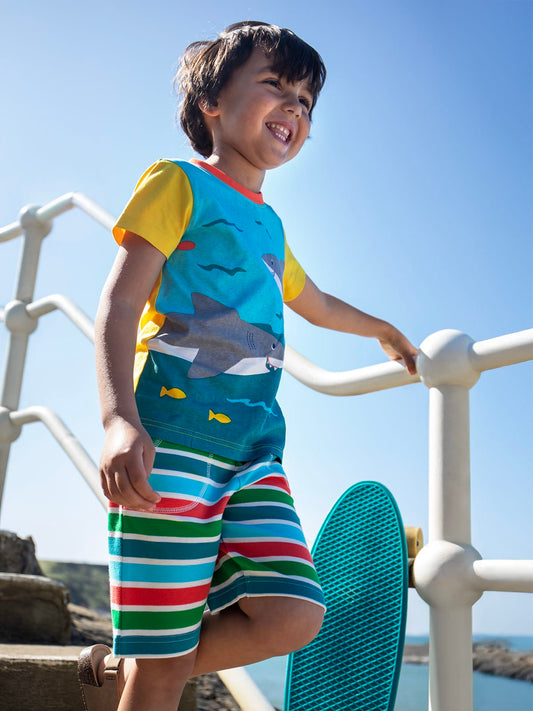Frugi Iori Printed T-shirt Hotchpotch Sharks