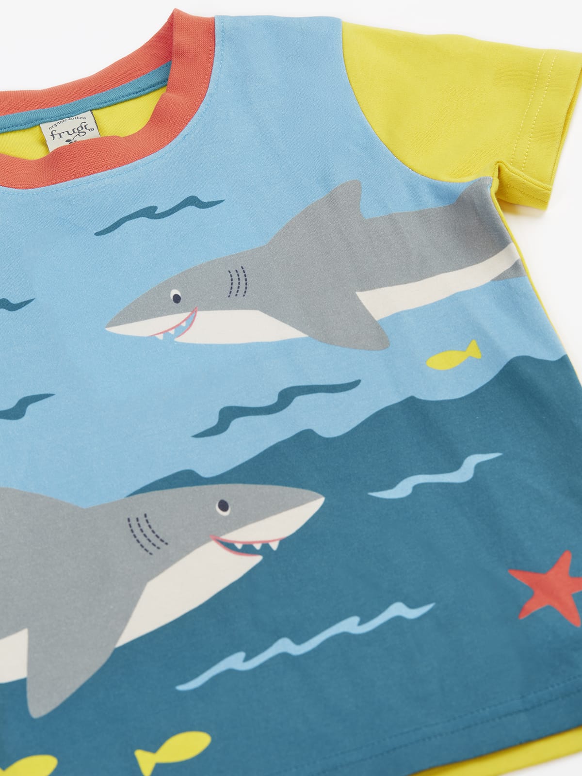 Frugi Iori Printed T-shirt Hotchpotch Sharks