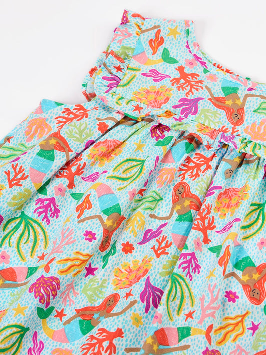 Frugi Lora Summer Dress Mermaid Garden