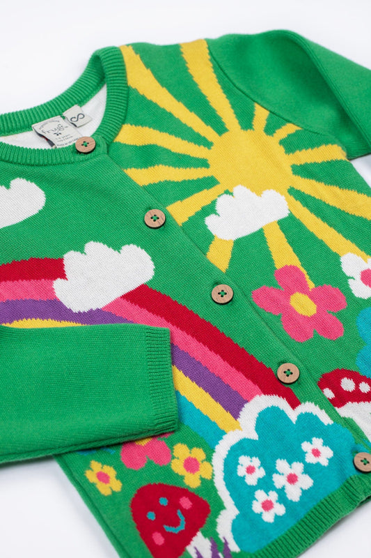Corin Knitted Cardigan Clover/Rainbow Scene