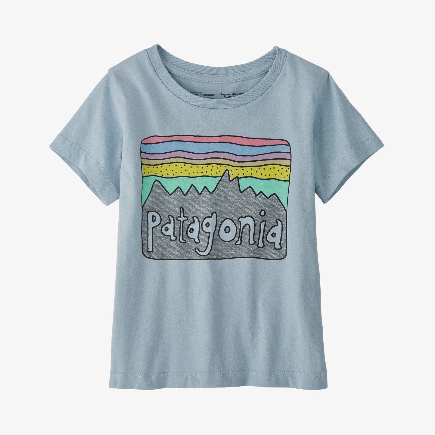 Baby Regenerative Organic Certified™ Cotton Fitz Roy Skies T-Shirt Steam Blue [only 12 to 18 Months left]