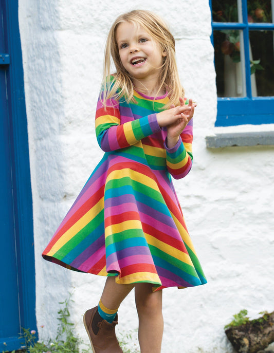 Sofia Skater Dress Foxglove Rainbow Stripe