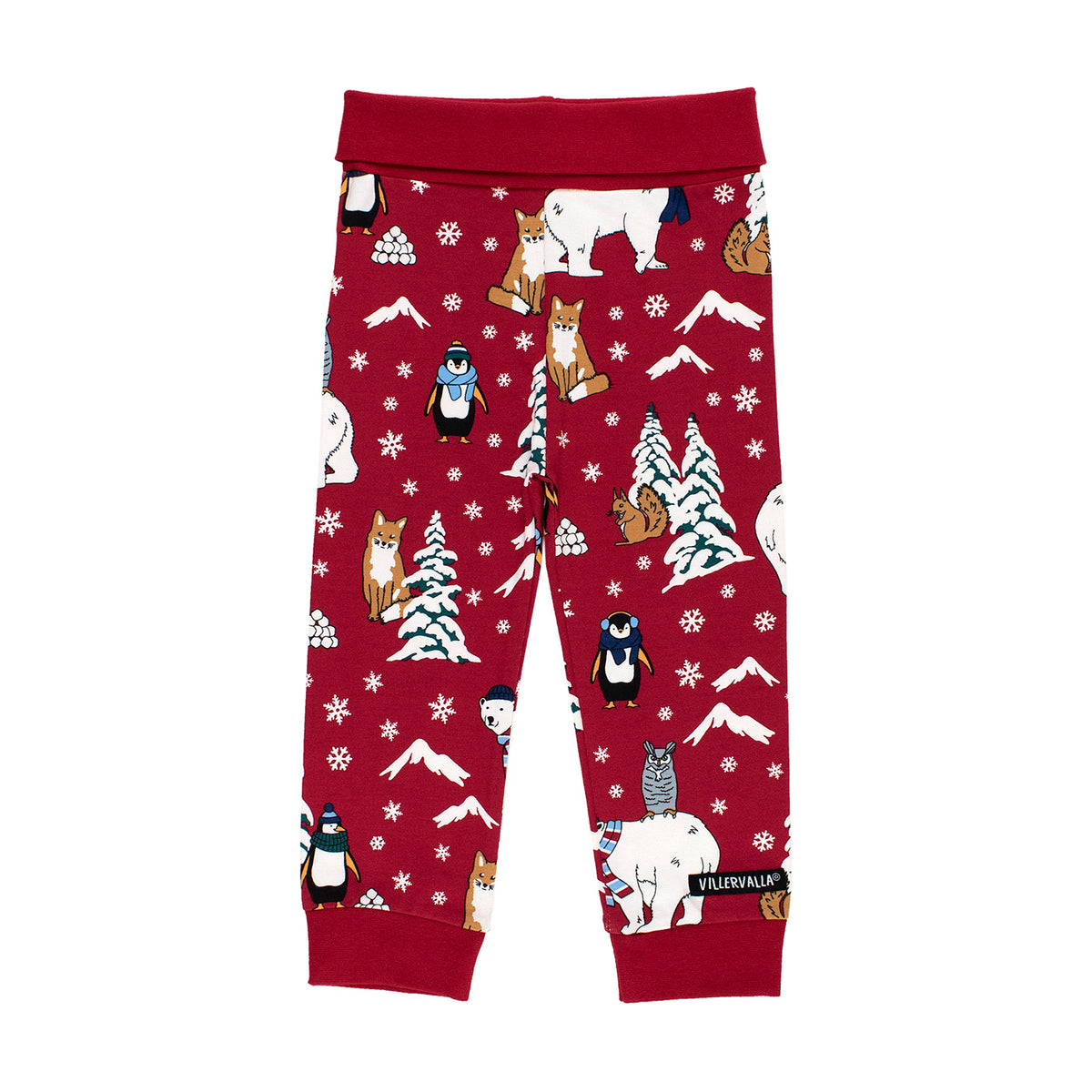 Villervalla  Organic Baby Pants Winter Animals Chili