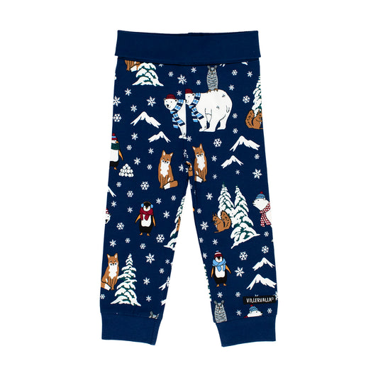 Villervalla  Organic Baby Pants Winter Animals Pacific