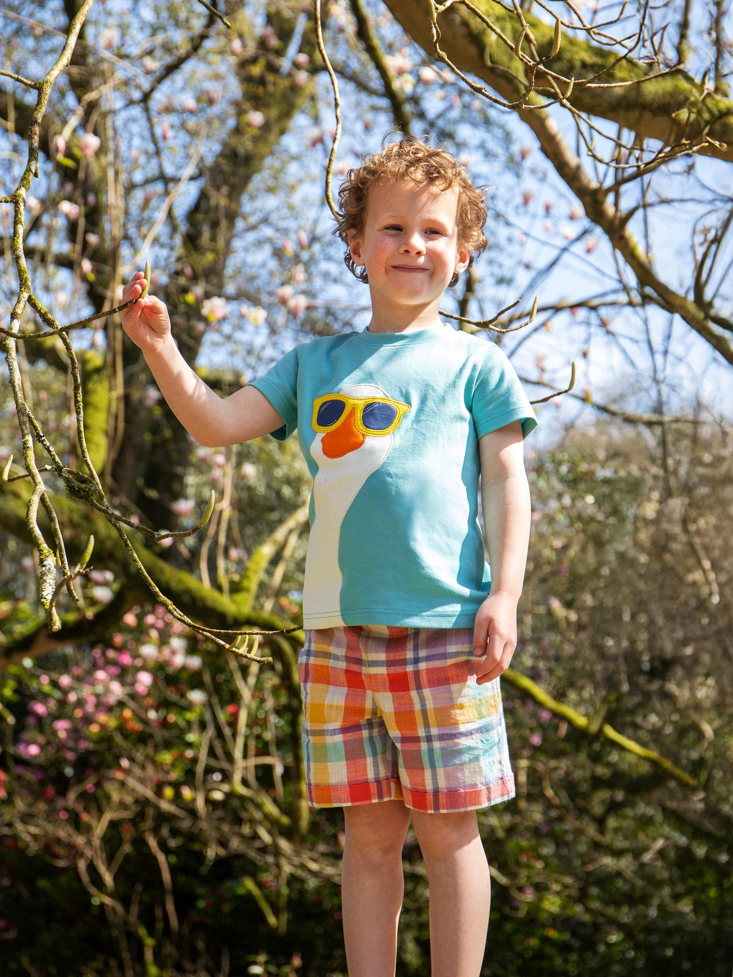 Frugi Archie Slub Shorts Springtime Check