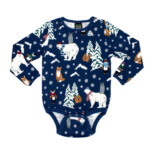 Villervalla Organic Bodysuit Winter Animals Pacific