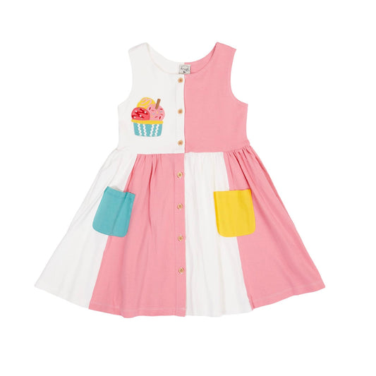 Frugi Henny Hotchpotch Dress Seashell Ice Cream