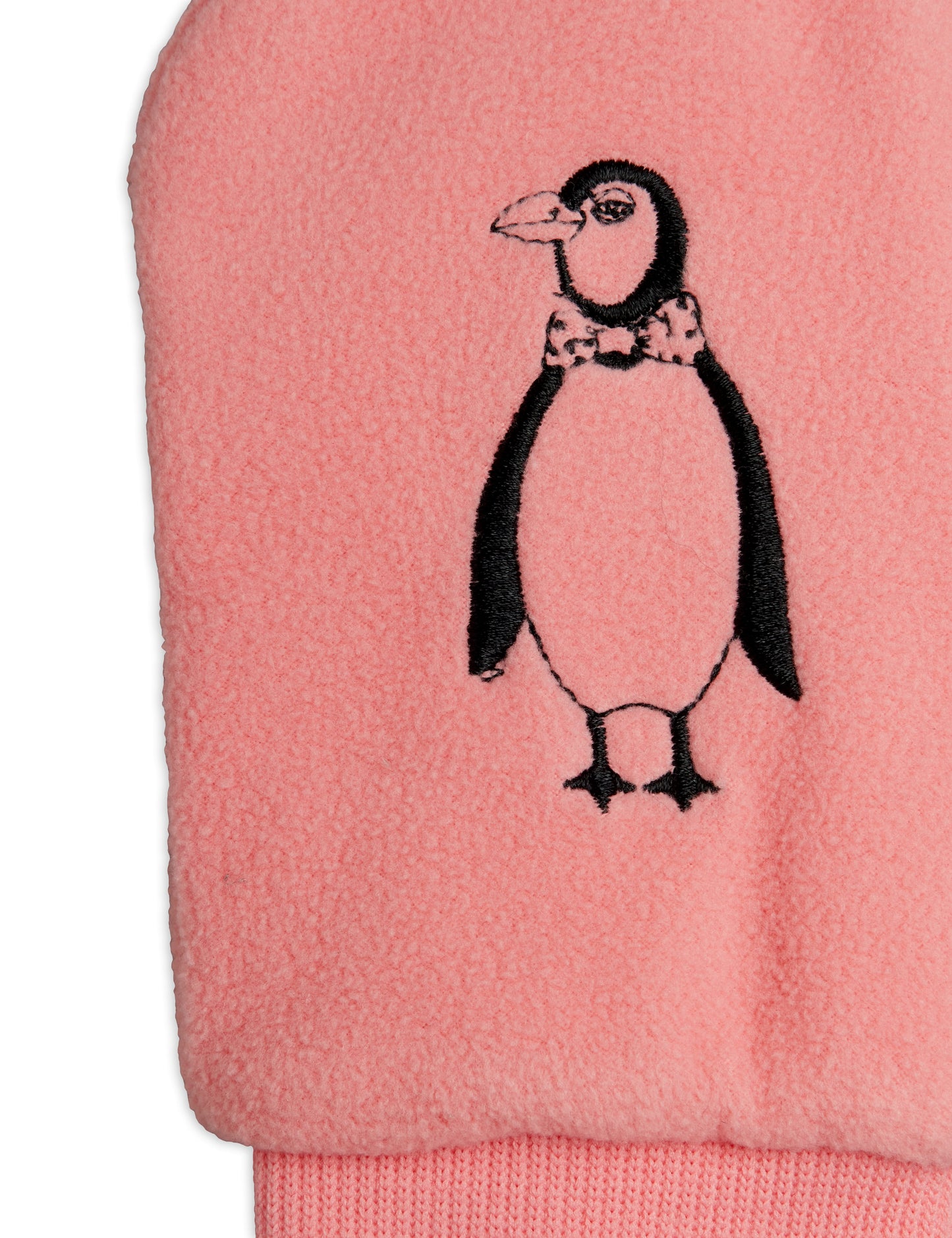 Mini Rodini Penguin Embroidered Microfleece Overlapping Mittens