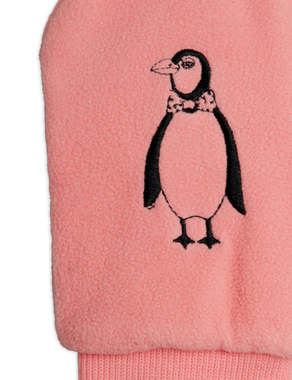 Mini Rodini Penguin Embroidered Microfleece Overlapping Mittens