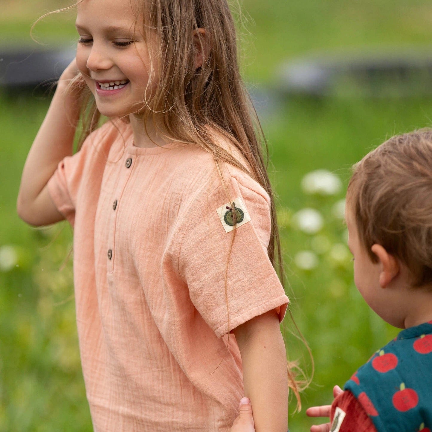 Coral Pink Short Sleeved Henley Top