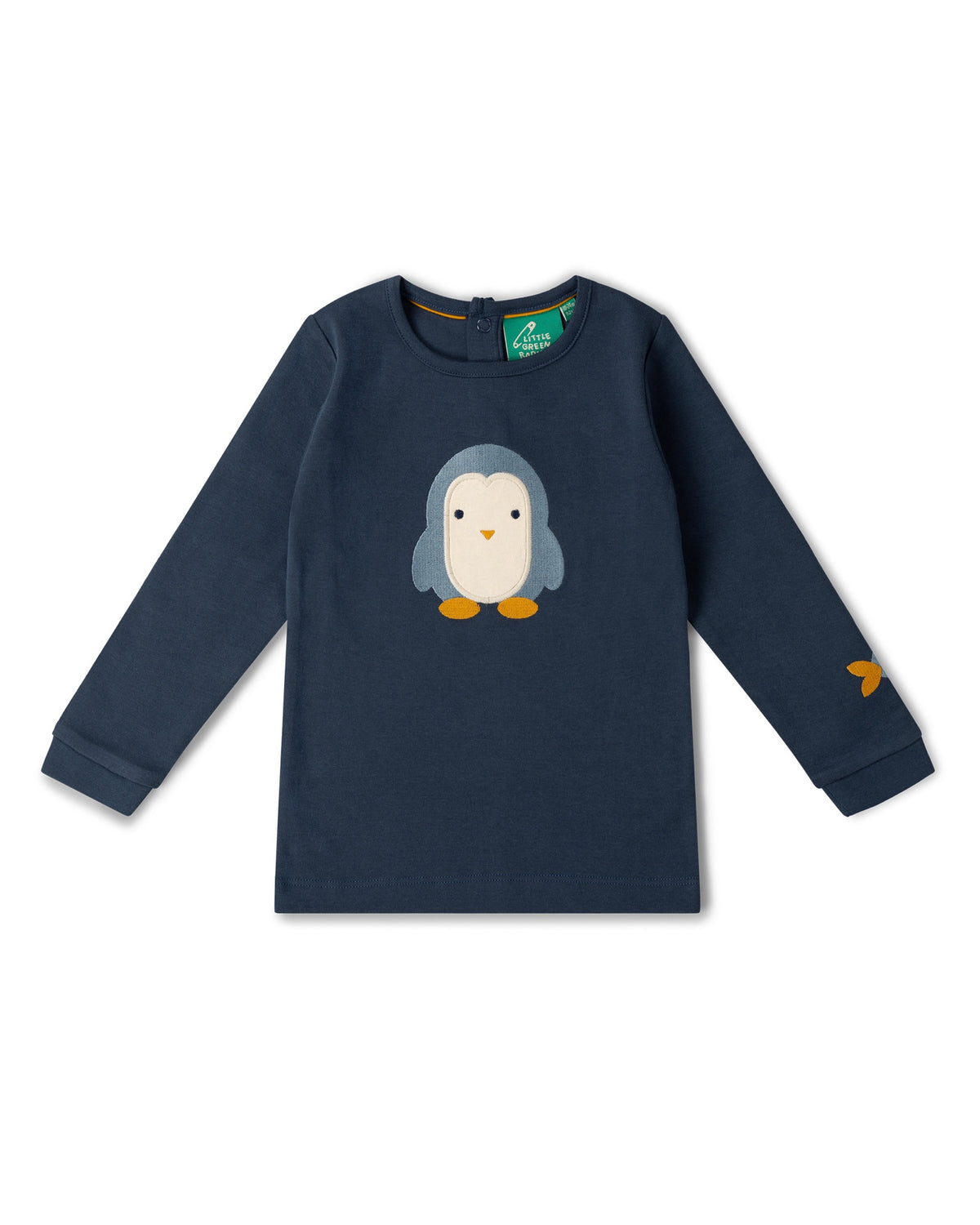 Little Green Radicals Blue Penguins Appliqué Long Sleeve T-Shirt