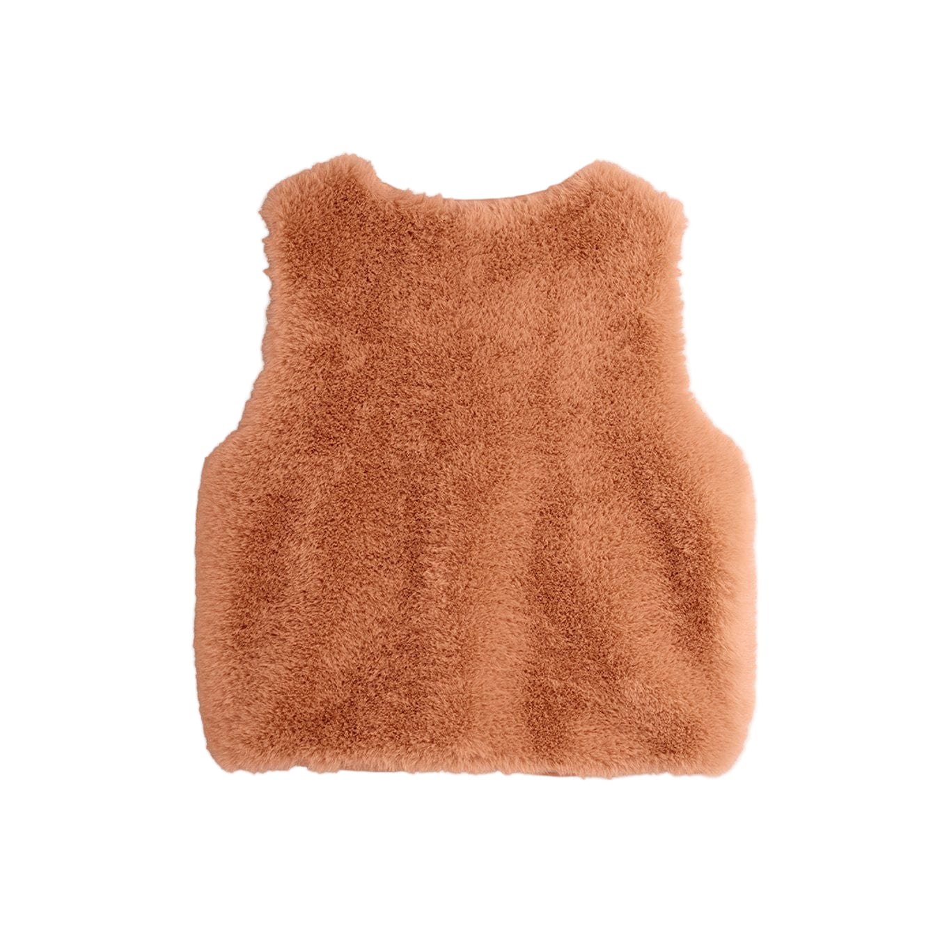 Pink fluffy vest on a white background