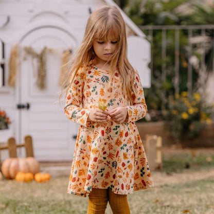 Autumn Leaves Skater Dress|Walkiddy Vara Barn Autumn Leaves Skater Dress|Walkiddy Vara Barn