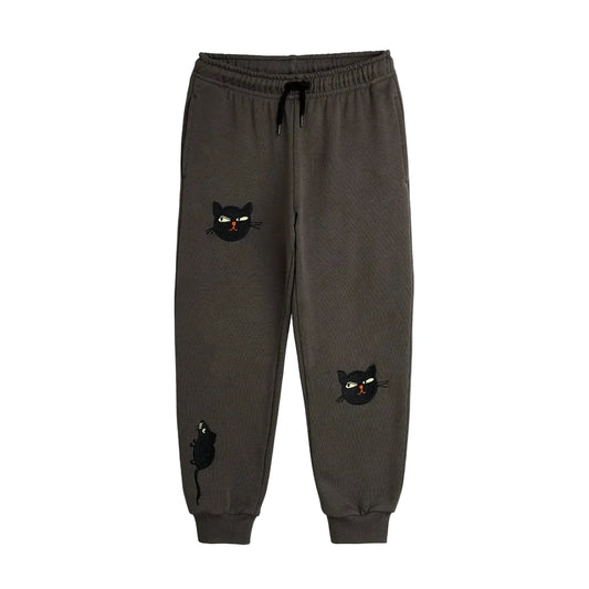 Cat And Rat Embroidered Sweatpants