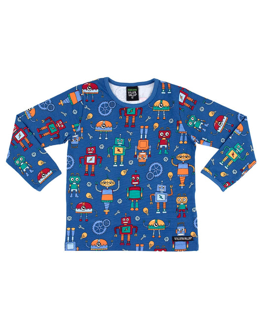 Villervalla Robot Long Sleeve Shirt Atlantic Blue