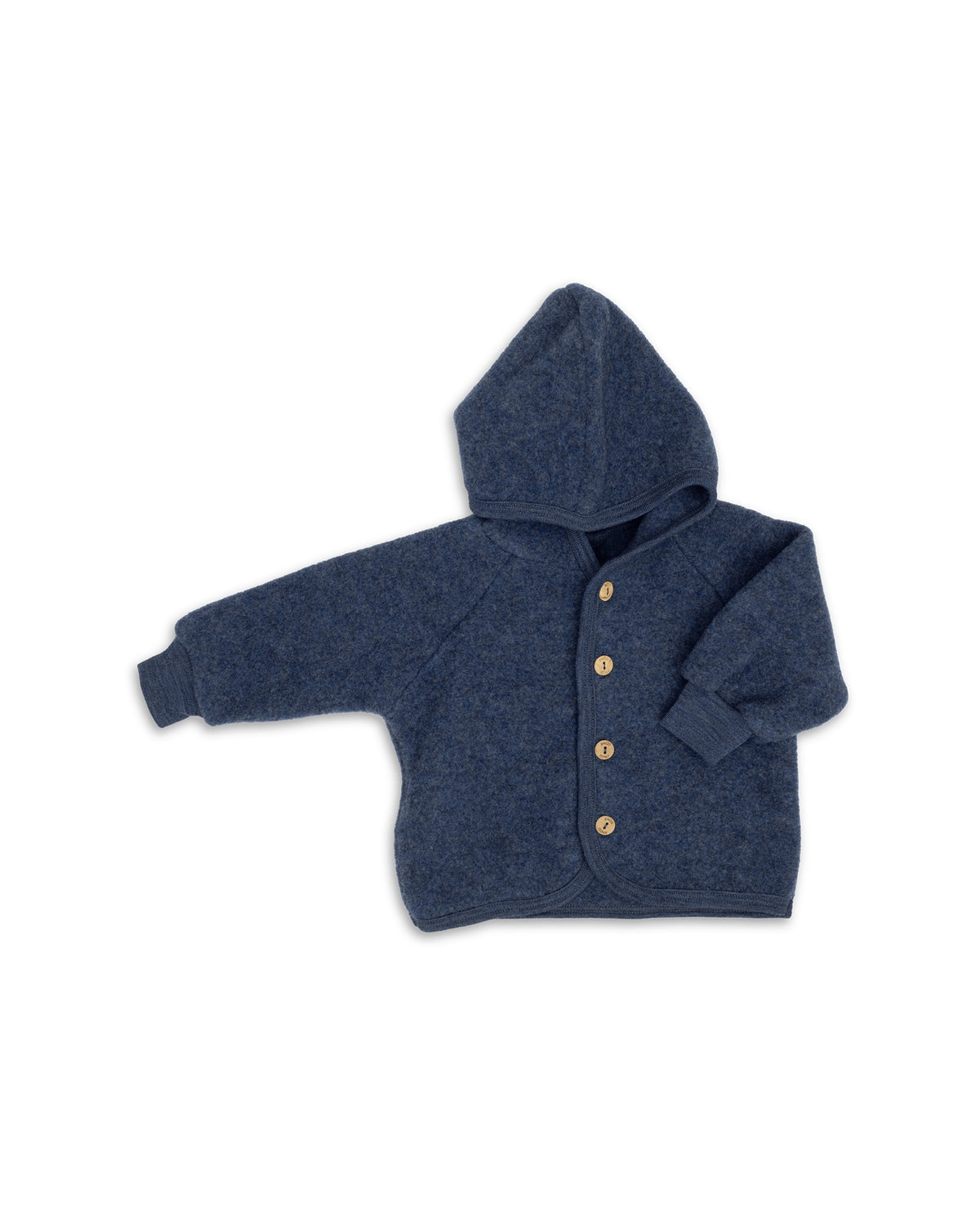 Engel Organic Wool Hooded Jacket Blue Mélange
