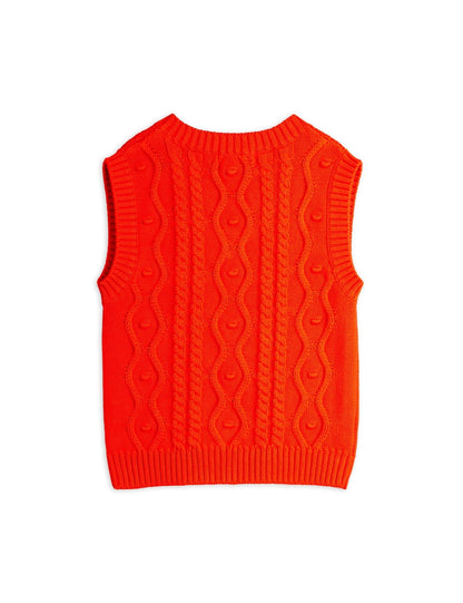 Panda Patch Cable Knit V-Neck Slipover
