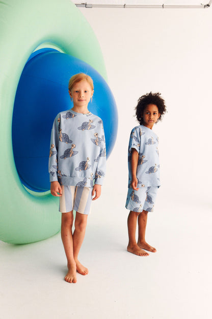 Dear Sophie Turtle Short Sleeve Shirt Light Blue