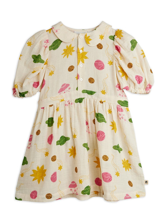 Space Muslin Woven Short Sleeve Dress