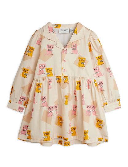 Kittens Woven Long Sleeve Dress