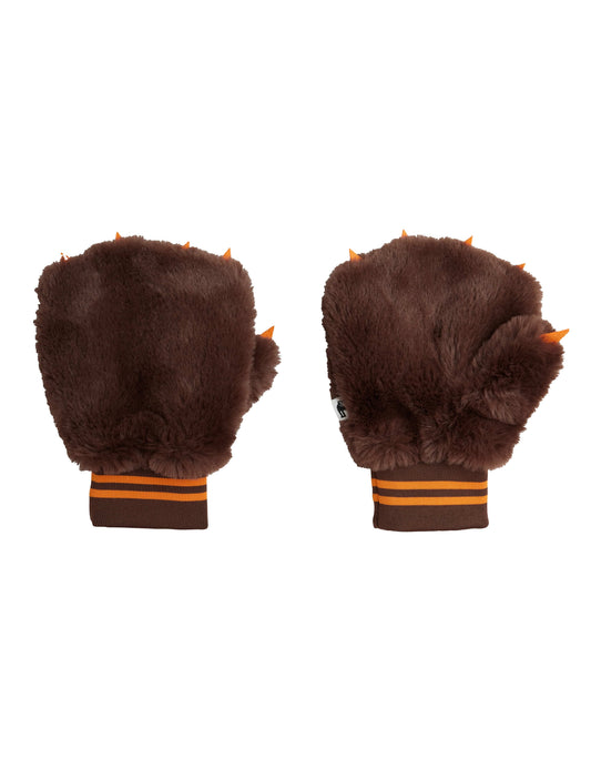 Faux Fur Mittens Brown