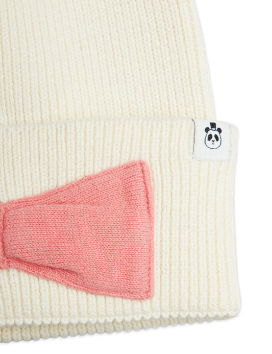 Knitted Wool Blend Beanie With Bow