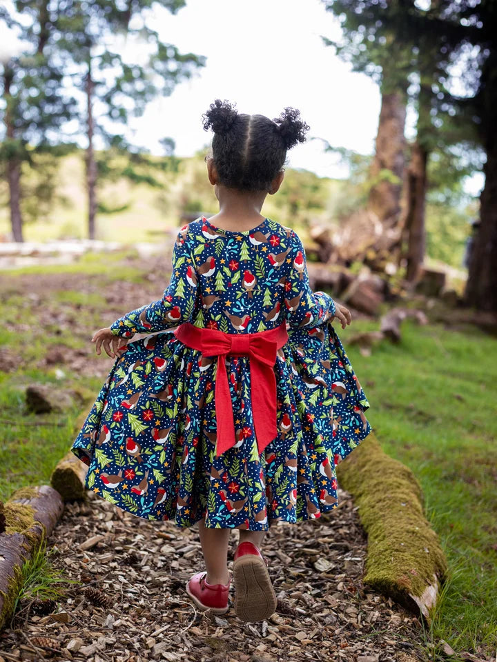 Frugi Party Skater Dress Navy/Robin